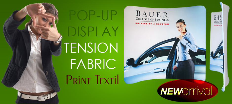 pop-up display tension fabric cu print pe material textil